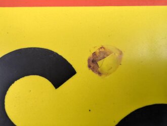 Luftschutz Emailleschild "Öffentlicher Sammel Schutzraum 150 Personen" Maße 39 x 80cm, ungereinigtes Stück