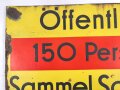 Luftschutz Emailleschild "Öffentlicher Sammel Schutzraum 150 Personen" Maße 39 x 80cm, ungereinigtes Stück