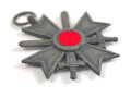 Kriegsverdienstkreuz 2. Klasse mit Schwertern, Hersteller 55 im Bandring für " J.E. Hammer & Söhne, Geringswalde " Ausführung in Zink