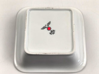 Heer, Kantinenporzellan kleine, eckige Schale, Kantenlänge 21cm, Hersteller Rosenthal Selb-Germany 1940. Gebraucht