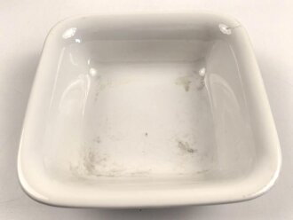 Luftwaffe, Kantinenporzellan kleine, eckige Schale, Kantenlänge 21,5cm, Hersteller Bohemia 1941. Gebraucht