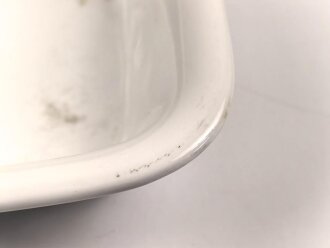 Luftwaffe, Kantinenporzellan kleine, eckige Schale, Kantenlänge 21,5cm, Hersteller Bohemia 1941. Gebraucht