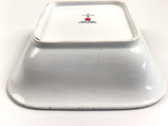 Heer, Kantinenporzellan große, eckige Schale, Kantenlänge 27cm, Hersteller Kaestner Saxonia 1938. Gebraucht