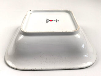 Heer, Kantinenporzellan große, eckige Schale, Kantenlänge 27cm, Hersteller Kaestner Saxonia 1938. Gebraucht