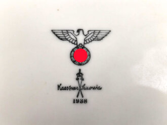 Heer, Kantinenporzellan große, eckige Schale, Kantenlänge 27cm, Hersteller Kaestner Saxonia 1938. Gebraucht