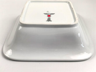 Heer, Kantinenporzellan große, eckige Schale, Kantenlänge 27cm, Hersteller PMR Bavaria Jaeger&Co 1938. Gebraucht