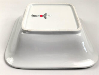Heer, Kantinenporzellan große, eckige Schale, Kantenlänge 27cm, Hersteller PMR Bavaria Jaeger&Co 1938. Gebraucht