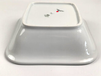 Luftwaffe, Kantinenporzellan große, eckige Schale, Kantenlänge 27cm, Hersteller C.T. Tielsch-Altwasser 1941. Gebraucht