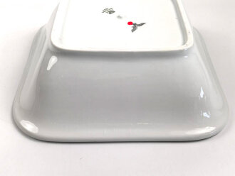 Luftwaffe, Kantinenporzellan große, eckige Schale, Kantenlänge 27cm, Hersteller C.T. Tielsch-Altwasser 1941. Gebraucht