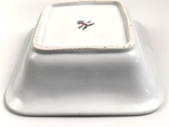 Luftwaffe, Kantinenporzellan große, eckige Schale, Kantenlänge 27cm, Hersteller Bauscher Weiden 1938. Gebraucht