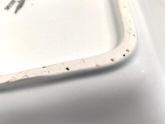 Luftwaffe, Kantinenporzellan große, eckige Schale, Kantenlänge 27cm, Hersteller Bauscher Weiden 1938. Gebraucht