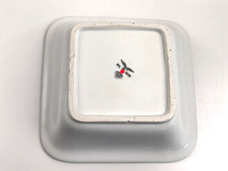 Luftwaffe, Kantinenporzellan große, eckige Schale, Kantenlänge 27cm, Hersteller Bauscher Weiden 1938. Gebraucht