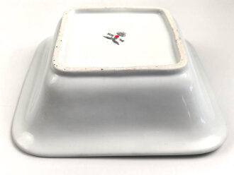 Luftwaffe, Kantinenporzellan große, eckige Schale, Kantenlänge 27cm, Hersteller Bauscher Weiden 1938. Gebraucht