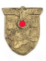 Krimschild 1941/ 1942. Eisen mit goldbronze angemalt, Splinte abgebrochen, Klebstoffreste Rückseitig