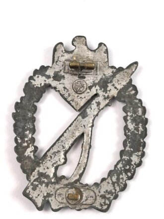 Infanteriesturmabzeichen in silber, Hersteller "FZS " für Fritz Zimmermann, Stuttgart. Unvollständiges Stück
