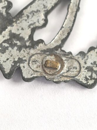 Infanteriesturmabzeichen in silber, Hersteller "FZS " für Fritz Zimmermann, Stuttgart. Unvollständiges Stück