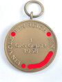 Medaille zur Erinnerung an den 1.Oktober 1938 Anschluss Sudetenland