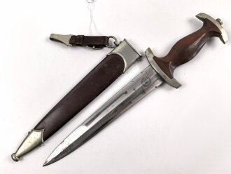 SA Dienstdolch Modell 1933. Guter Gesamtzustand, Klingenhersteller "C. Gustav Spitzer Solingen" Ungereinigtes, zusammengehöriges Stück