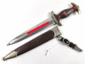 SA Dienstdolch Modell 1933. Guter Gesamtzustand, Klingenhersteller "C. Gustav Spitzer Solingen" Ungereinigtes, zusammengehöriges Stück