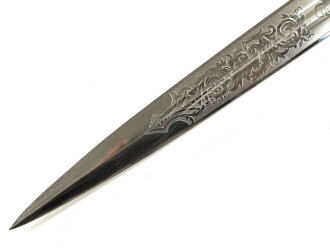Klinge zum Dolch für Offiziere der Kriegsmarine. Beidseitige Klingenätzung von Hörster Solingen, guter Zustand