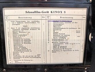 Luftwaffe Schmalfilmgerät KINOX S, Hersteller Zeiss Ikon für 16mm Filme. Optisch gut, Funktion nicht geprüft. Ein Film und zwei leere Filmbehälter enthalten