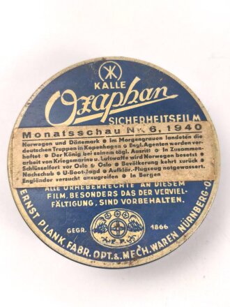 "Monatsschau Nr. 6, 1940" 16mm Ozaphan Film in Umverpackung