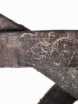 Serbien vermutlich 1.Weltkrieg, lederne Spatentasche, mit Herstellerstempel, ungereinigtes Stück