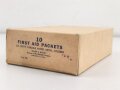U.S. Army WWII, empty cardboard box for "10 First Aid Packets" Carlisle green