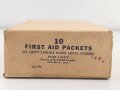 U.S. Army WWII, empty cardboard box for "10 First Aid Packets" Carlisle green
