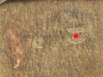 Spatentasche Wehrmacht aus Ersatzmaterial . Herstellerstempel, datiert 1942, WaA. Ungereinigtes Stück