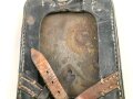 Spatentasche Wehrmacht aus Ersatzmaterial . Hersteller eue , datiert 1942, WaA. Ungereinigtes Stück