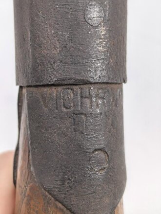 Tschechoslowakei , Spaten Modell 1878 System Linnemann. Hersteller " VICHR & Co. DUX" Ungereinigtes Stück, in Tasche