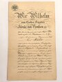 Kaiser Wilhelm II, eigenhändige Unterschrift auf meiner Bestallung zum Major der Infanterie. Datiert 1905, mehrfach gefaltet, an den Falten zum Teil eingerissen