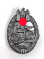 Panzerkampfabzeichen in silber, Zink versilbert, laut Vorbesitzer dem Hersteller Frank & Reif zuzuordnen. Sehr guter Zustand