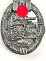 Panzerkampfabzeichen in silber, Zink versilbert, laut Vorbesitzer dem Hersteller Frank & Reif zuzuordnen. Sehr guter Zustand