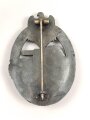 Panzerkampfabzeichen in silber, Zink versilbert, laut Vorbesitzer dem Hersteller Frank & Reif zuzuordnen. Sehr guter Zustand