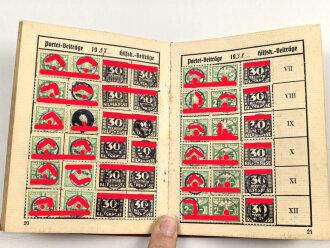 NSDAP Mitgliedsbuch Ausgabe 1935. Ausgestellt im Februar 1936 auf einen Angehörigen der SA. Uniformfoto , Marken und Spenden geklebt bis 1944. Dazu seine Mitgliedsbescheinigung von 1933