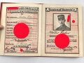 NSDAP Mitgliedsbuch Ausgabe 1935. Ausgestellt im Februar 1936 auf einen Angehörigen der SA. Uniformfoto , Marken und Spenden geklebt bis 1944. Dazu seine Mitgliedsbescheinigung von 1933