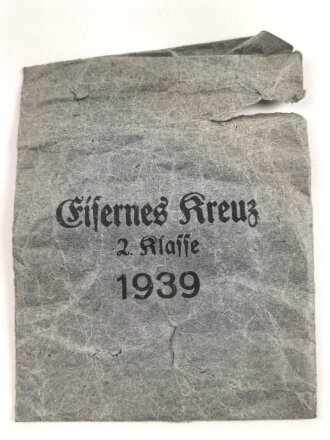 Tüte für eine Eisernes Kreuz 2. Klasse 1939. Hersteller Klein & Quenzer Oberstein.
