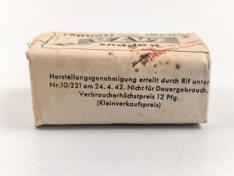 "Zaza" Händereinigungsmittel, Originalverpackt, Maße etwa 4,5 x 6 x 2,5cm, RIF Genehmigung erteilt 1942 " RIF = Reichsstelle für Industrielle Fette und Waschmittel"