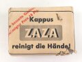 "Zaza" Händereinigungsmittel, Originalverpackt, Maße etwa 4,5 x 6 x 2,5cm, RIF Genehmigung erteilt 1942 " RIF = Reichsstelle für Industrielle Fette und Waschmittel"