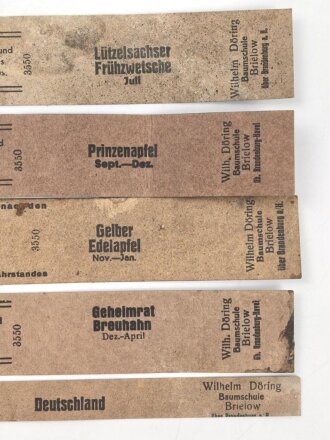 Reichsnährstand , Fünf Pappetiketten für Obstkonserven