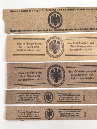Reichsnährstand , Fünf Pappetiketten für...