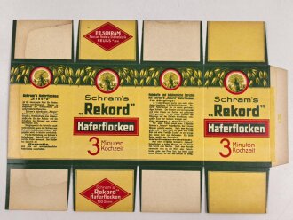 Verpackung " Schram´s Rekord Haferflocken " Maße 19 x 24,5cm, ungebrauchtes Firmenmuster