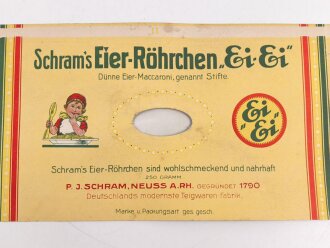 Verpackung " Schram´s Eier-Röhrchen" Maße 15 x 29 cm, ungebrauchtes Firmenmuster