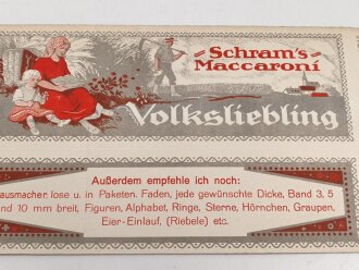 Verpackung " Schram´s Maccaroni " Maße 14 x 31cm, ungebrauchtes Firmenmuster