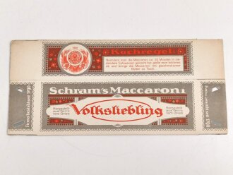 Verpackung " Schram´s Maccaroni " Maße 14 x 31cm, ungebrauchtes Firmenmuster