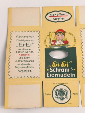 Verpackung " Schram´s Eiernudeln " Maße 18,5 x 27cm, ungebrauchtes Firmenmuster