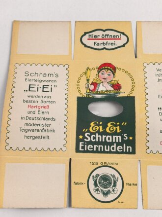 Verpackung " Schram´s Eiernudeln " Maße 18,5 x 27cm, ungebrauchtes Firmenmuster
