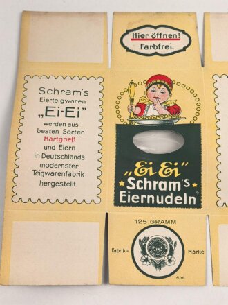 Verpackung " Schram´s Eiernudeln " Maße 18,5 x 27cm, ungebrauchtes Firmenmuster